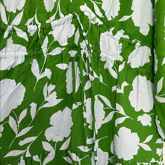 Kate Spade NY x Target Rose Linen Maxi Dress 1X Green /Blue Long Sleeve Dress - Picture 4 of 11